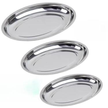 Imagem de Travessa Oval Bandeja Inox Rasa 21 25 30cm Porção Lanchonete Cozinha(3 de 21cm)