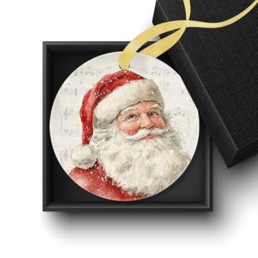 Imagem de Welshower Enfeites vintage de Natal de Papai Noel, decorações de Natal de Papai Noel, ornamentos decorativos de cerâmica retrô para pendurar no inverno