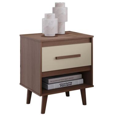 Imagem de Mesa De Cabeceira Mila 1 Gaveta Moblis Cor:savana Off White