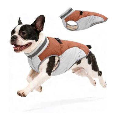 Imagem de Aokown Casaco de inverno para cães pequenos, jaquetas quentes ajustáveis para filhotes em clima frio, colete de lã refletivo para animais de estimação com pontos de fixação externos, roupas de inverno