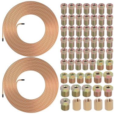 Imagem de Ailbiuko 2 conjuntos de tubulação de freio de 6 m 3/40.6 cm kit sortido com 60 peças de acessórios de linha de freio (24 porcas e uniões de 3/8 polegadas - 24 roscas, 7/16 polegadas - 24 roscas, 1/2