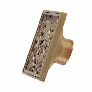 Imagem de Luqeeg Grelha de Cobertura de Ralo de Chuveiro de Banheiro de Latão Antigo Com Incisões de e Super Capacidade de Drenagem, Cozinha, Banheiro, Garagem, Varanda, Porão (Como um peixe na água)