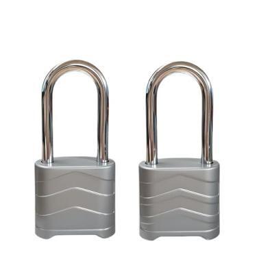 Imagem de SEPOX Cadeados combinados resistentes, alumínio prateado, 55 mm, reinicializáveis de 4 dígitos, manilha à prova de intempéries, pacote com 2