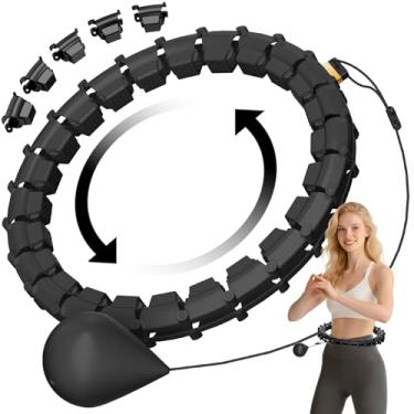 Imagem de HCOIW Argolas removíveis Hula Infinity Fitness Plus Size Silent Weighted Hula 165 cm 32 nós, Smart Noiseless Infinity Hula para mulheres, cintura 2 em 1 e equipamento de treino em casa abdominal