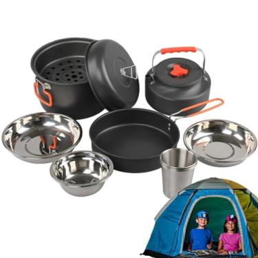 Imagem de Conjunto de cozinha para acampamento ao ar livre, kit de bagunça para panelas de acampamento,Conjunto de cozinha para mochila - Kit de bagunça de panelas de acampamento, kits de panelas leves para moc
