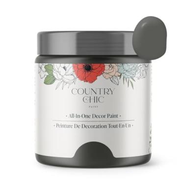 Imagem de Tinta de giz Country Chic All-in-One para móveis, armários, decoração de casa, ecológica, acabamento fosco, primer embutido e revestimento superior para madeira, metal - Rocky Mountain (cinza carvão