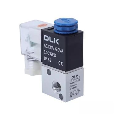 Imagem de 1 peça 3V1-M5 3V1-06 3V1-08 AC110V AC220V DC12V 24V Válvula solenoide de alumínio pneumática normalmente fechada NC (apenas 3V1-M5, AC220V)