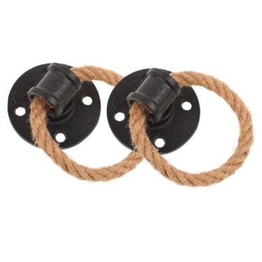 Imagem de Garneck Puxadores de gaveta vintage de 2 peças - puxadores pretos rústicos para armários - puxadores de corda estilo náutico de guarda-roupa e móveis para baú e portas deslizantes