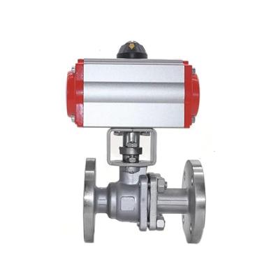 Imagem de Válvula esférica flangeada pneumática de aço inoxidável 304 de 3/10.2 cm cilindro de ação dupla válvula de esfera flange de vapor de alta temperatura, 1 peça