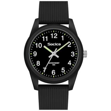 Imagem de SOCICO Relógio analógico infantil para meninos e meninas, fácil de ler, relógio de aprendizagem, à prova d'água, 50 m, pulseira macia para crianças de 4 a 12 anos, ótimo presente para crianças, Preto