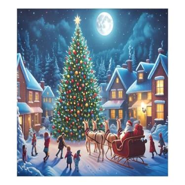 Imagem de SEHANY Capa magnética para lava-louças de Natal Snowy Town, adesivos magnéticos para decoração de Natal para painel de geladeira e lava-louças, decoração de Natal de cozinha doméstica 58 x 66 cm