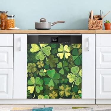 Imagem de ATTX Capa magnética para lava-louças do trevo do Dia de São Patrício, 58,4 cm C x 66 cm A, decoração da capa da máquina de lavar louça, decalques para armários domésticos e eletrodomésticos adesivos