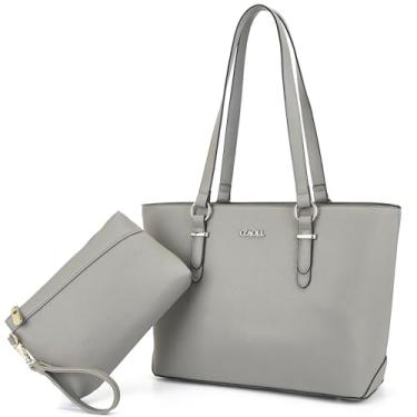 Imagem de Bolsas de ombro femininas com bolsa de pulso combinando, conjunto de 2 bolsas, B - cinza claro, Large