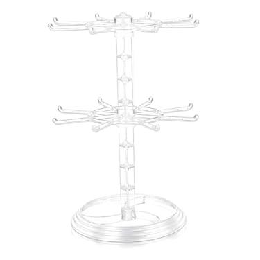 Imagem de UGPLM Suporte giratório para joias, porta-brincos, porta-chaves transparente, suporte para pendurar para elásticos de cabelo, relógios, organização