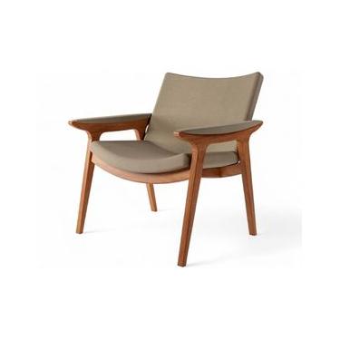 Imagem de Poltrona de Madeira Elipse 81 x 77 x 78 cm (A x L x P) - Cor Champagne Tecido Linho 44B Design By Emerson Borges