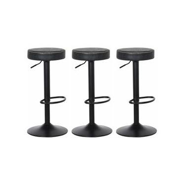 Imagem de Conjunto 3 Banquetas Altas Estofadas Para Cozinha Balcão Bancada Ilha Giratória Viena Preto