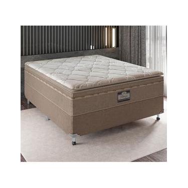 Imagem de Cama Box de Casal Portobel Potenza Platinum com Molas LFK e Pillow Top 74x138x188cm - Bege Claro