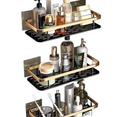 Imagem de Suportes De Prateleira De Canto Para Casa De Banho E Cozinha - Prateleiras Adesivas E AcessóRios Para Casa De Banho(C-3 Retangular -0uro negro)