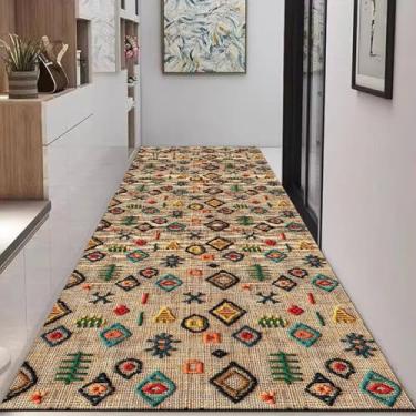 Imagem de HGTRH Tapete para cozinha lavável, tapete de cozinha corredor antiderrapante, tapete de veludo de cristal estreito corredor para entrada corredores cozinha lavanderia, amigo da pele C 50 x 140 cm