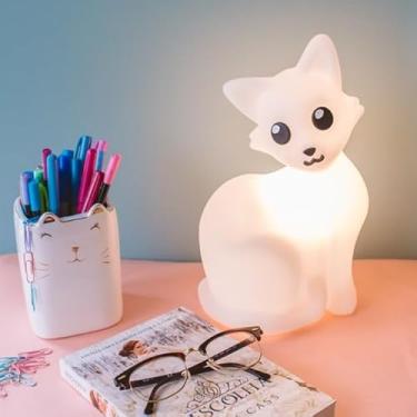 Imagem de Luminária de Mesa "Gatinha Snowball" com Luz LED: Decoração Fofa e Luz Noturna Aconchegante para Crianças e Amantes de Gatos