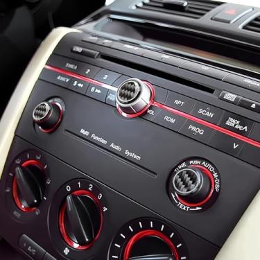 Imagem de BETTERHUMZ Compatível com Mazda 3 Axela 2004 2005 2006 2007 2008 2009 Mazdaspeed 3 Fibra de Carbono Console Central Multimídia Botão Capa Adesivo Acessórios de Ajuste Interior do Carro (Preto)