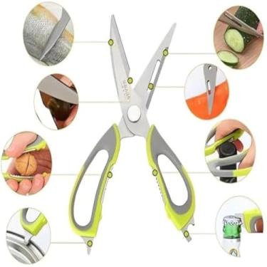 Imagem de Tesoura de cozinha de aco inoxidavel para corte, resistente, pratica, facil e afiada, grande