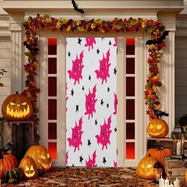 Imagem de Wassud Morcegos com estrelas decoração de porta faixa interna externa decoração de casa de varanda grande decoração de porta da frente 96 x 98 polegadas