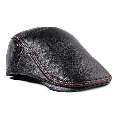Imagem de Boné masculino jornaleiro de couro boné liso golfe chapéu irlandês (C-XXL