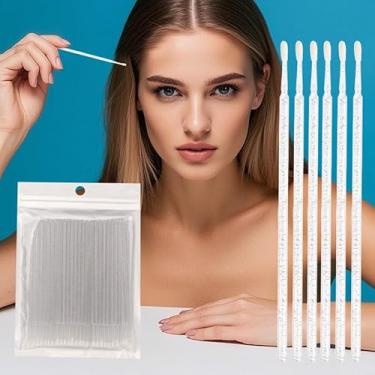 Imagem de 100 pincéis microaplicadores descartáveis para extensão de cílios, microcotonetes de algodão, varinhas de rímel para lábios