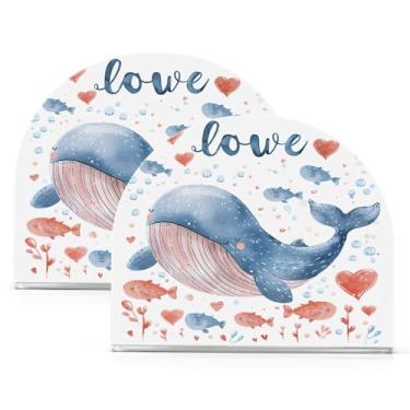 Imagem de Wassud Porta-guardanapos de acrílico bonito de baleia de desenho animado, dispensador de guardanapo de papel moderno em forma de U para mesa, cozinha, sala de jantar, bancada 2 peças (comporta 50-60