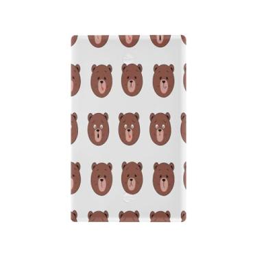 Imagem de Wassud Placa de cobertura para interruptor de luz, capas de tomada decorativas, placa de parede de urso marrom para tomadas elétricas em branco 11 x 6 cm