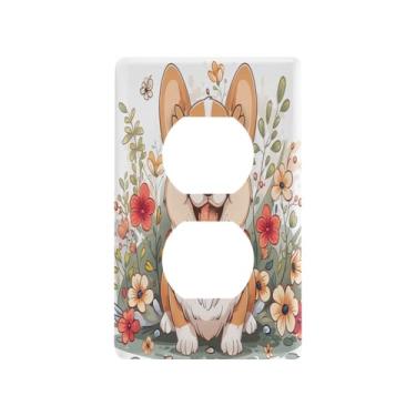 Imagem de Wassud Placa de proteção decorativa para interruptores de luz para cães engraçados, placa de parede para tomadas elétricas duplex 11 x 6 cm