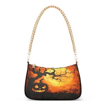 Imagem de CEBUGI Bolsas transversais femininas bolsa de ombro padrão de Halloween bolsa clutch elegante com alça de corrente