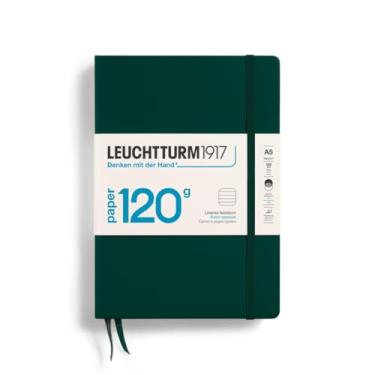 Imagem de LEUCHTTURM1917 - Edição especial de 120 g - Caderno de capa dura pautado A5 médio (verde floresta) - 203 páginas numeradas com papel de 120 g/m²