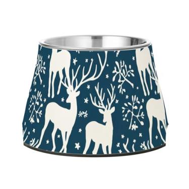 Imagem de Burbuja Tigela de aço inoxidável para comida e água para cães de veado flocos de neve, antiderrapante para cães médios e gatos, 590 ml