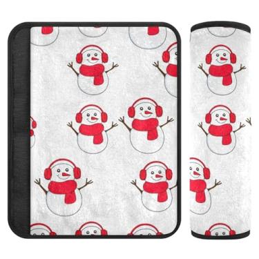 Imagem de Burbuja Capa para cinto de segurança de carro Snowmen Protetor de cinto de segurança de carro macio confortável para alça de ombro de assento, 1 par médio