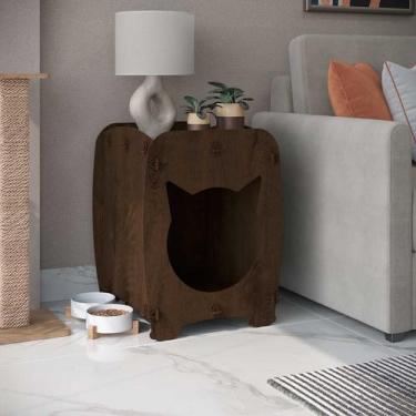 Imagem de Mesa de Cabeceira Casinha Pet Gato Cor:Malbec - Ofertamo, Malbec
