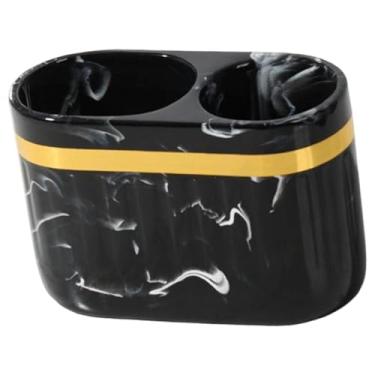 Imagem de ＫＬＫＣＭＳ Organizador de Pasta de Dentes com 2 Compartimentos, Multifuncional, em Resina, para Banheiro, Escova de Dentes e Outros Objetos. Ideal para Casa e, Preto