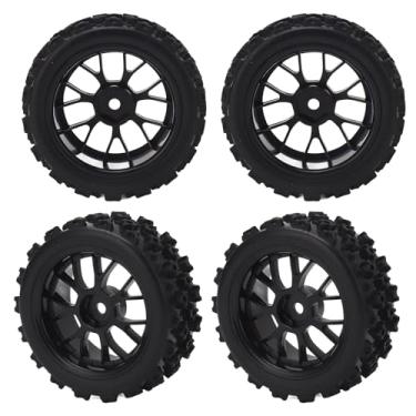 Imagem de aqxreight 4pcs Pneus de Caminhão RC Padrão Estrela 14 Buracos Cubo Preto 1/10 RC Rodas Off Road e Pneus para Axial HSP Redcat Axial Tamiya Adequados para Carros São Estes para Caminhão