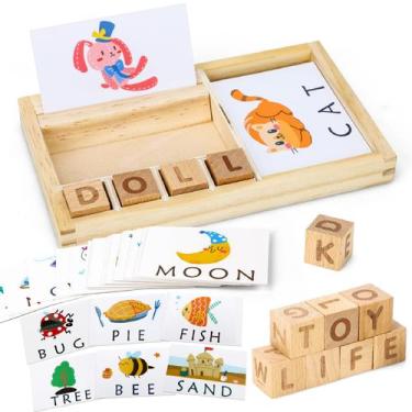 Imagem de Tarjetas Didácticas Montessori TOY Life con Cubos de Letras de Madera