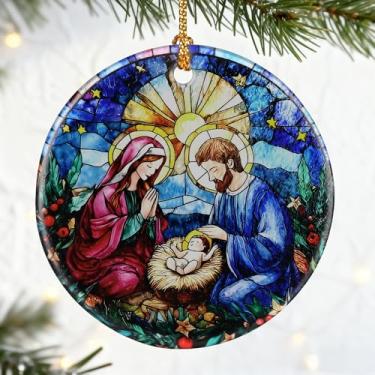 Imagem de Presentes Cristãos: Ornamento de Presépio | Enfeites de Natal (Decoração de Natal da Sagrada Família), Decoração de Natal Cristã, Presentes Religiosos, Presente de Batismo e Presente de Natal
