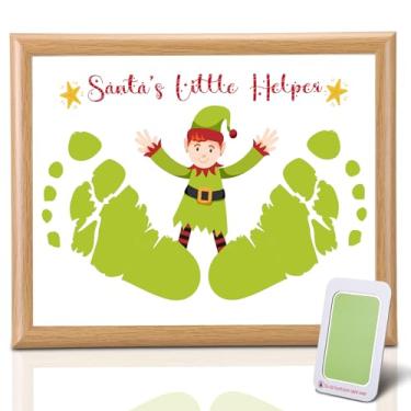 Imagem de Primeira pegada de Natal do bebê, artesanato de pegada de recém-nascido, artesanato, moldura faça você mesmo, kit de enfeites de Natal de madeira, presentes de Natal de 2025, lembrança de memória para