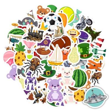 Imagem de 50 peças de adesivos fofos de robôs infantis adesivos de veículos de transporte frutas e alimentos adesivos engraçados para laptops, telefones e cadernos