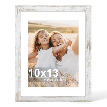 Imagem de Hongkee Porta-retrato de 25 x 30 cm com vidro, diploma de exibição 21 x 28 cm com tapete ou 25 x 33 sem tapete - parede e mesa, molduras de madeira 25 x 33 (branco envelhecido, 1 pacote)