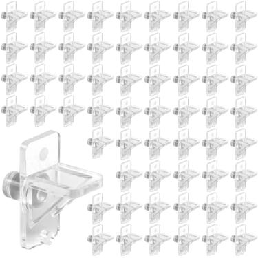 Imagem de 60 peças de pinos de suporte de prateleira de armário de plástico transparente, pinos de prateleira de 1/4 polegada, suportes de prateleira para estante, armário, despensa, armário de cozinha, clipes