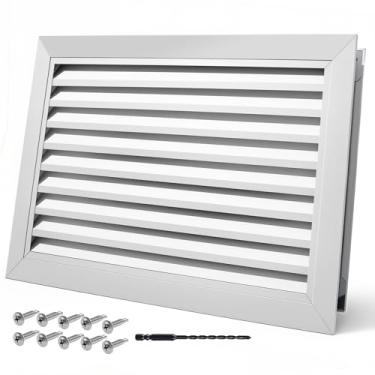 Imagem de ZXTDBMBB Capa de ventilação de porta de 40,6 cm x 25 cm, prata, tampa de ventilação de grade de alumínio com venezianas para porta de guarda-roupa de armário