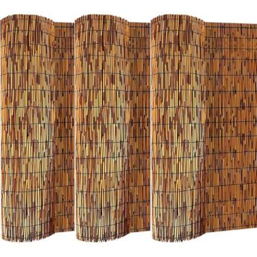 Imagem de Cerca de bambu em rolo, cor marrom natural, 1m de altura, cortina decorativa de bambu para privacidade em pátios, varandas, jardins e quintais, 5x1m (3 Unidades)