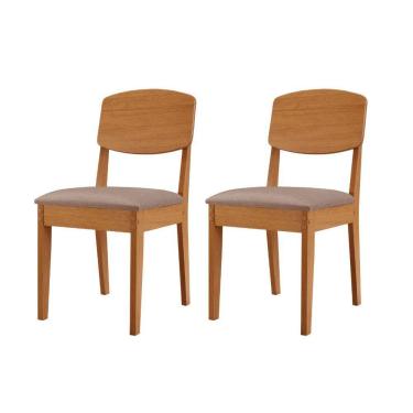 Imagem de Conjunto Com 2 Cadeiras MDF Copper Para Sala De Jantar Moderna Linho Capuccino/Naturale