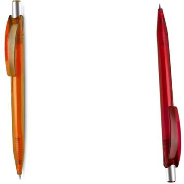 Imagem de Caneta plástica esferográfica retrátil escrita em azul rdfdtyft (Laranja e Vermelho)