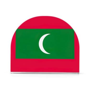 Imagem de Dispensador de guardanapos com bandeira das Maldivas, porta-guardanapos de plástico para lenços de coquetel, suporte vertical de guardanapo para organizar papel de cozinha